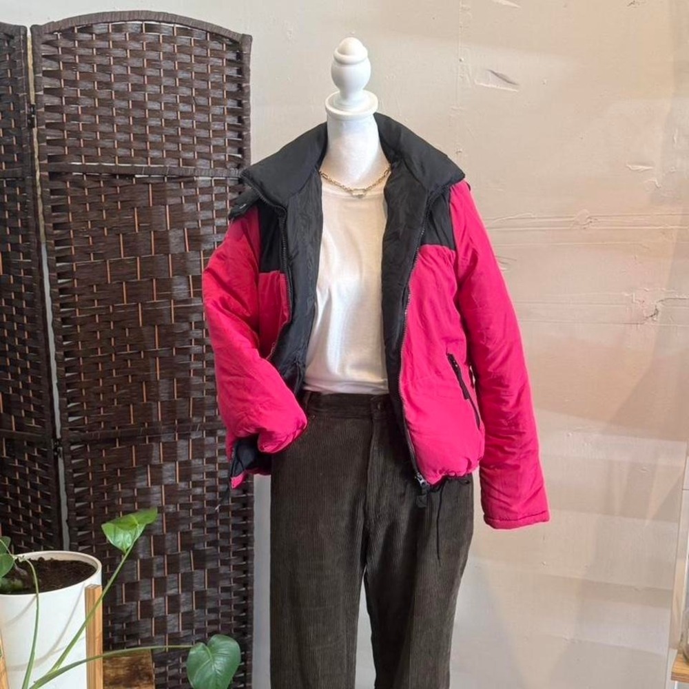THERAPY Ski Pink and Black Puffer Winter Jacket Removable Hood Size Small